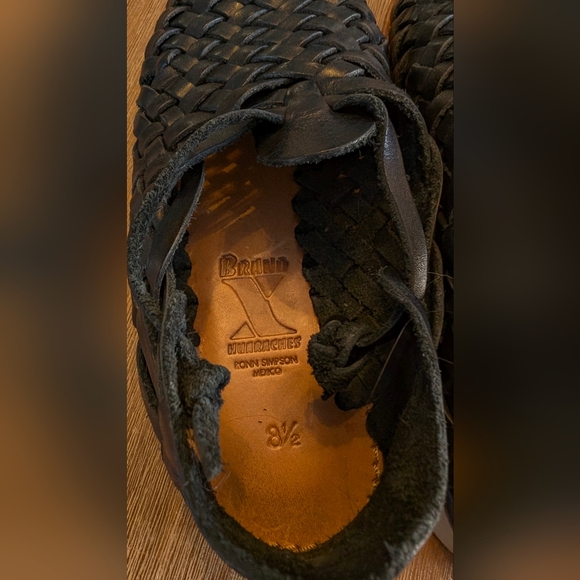 Brand X Huaraches® Handwoven Leather Black Sandal Flat Size 8.5 - Picture 9 of 11